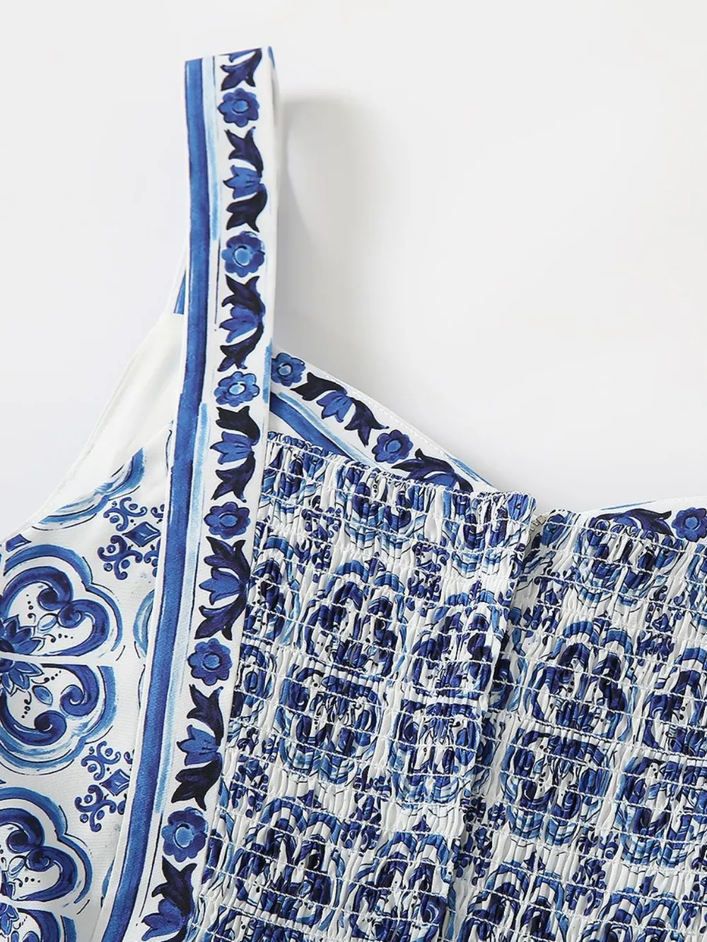 Smocked Printed Wide Strap Dress, image 16