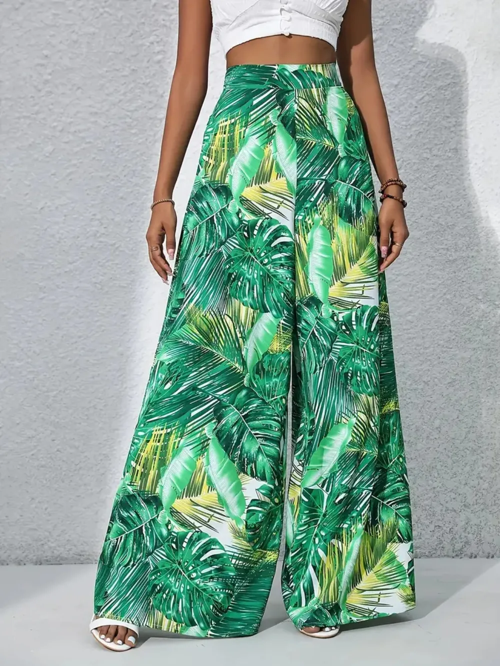 Printed High Waist Wide Leg Pants, image 20