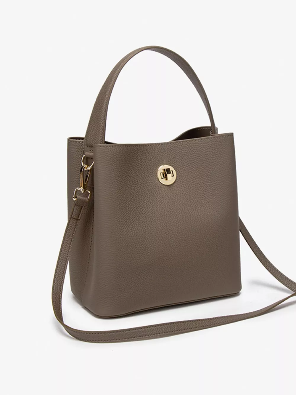 Leather Bucket Crossbody Bag, image 6