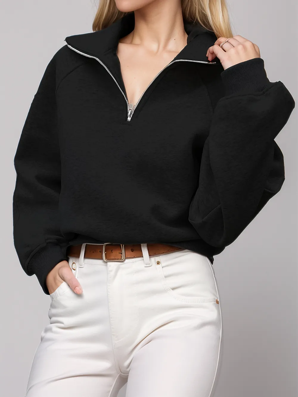 Half Zip Long Sleeve Sweatshirt, image 3