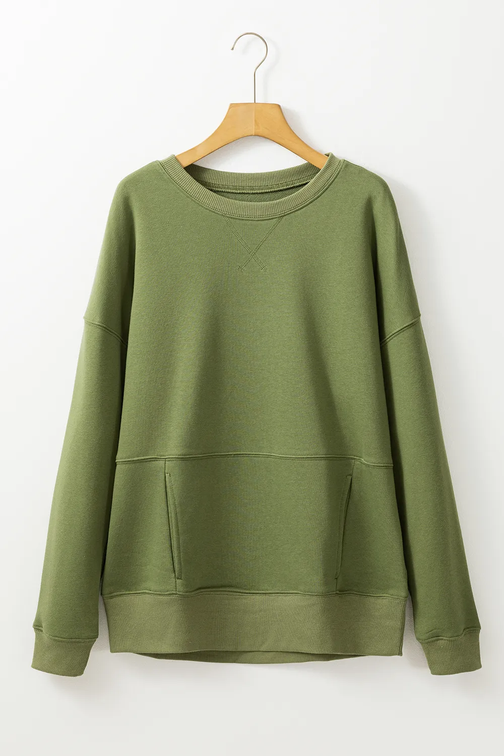 Solid Color Round Neck Long Sleeve Sweatshirt, image 5