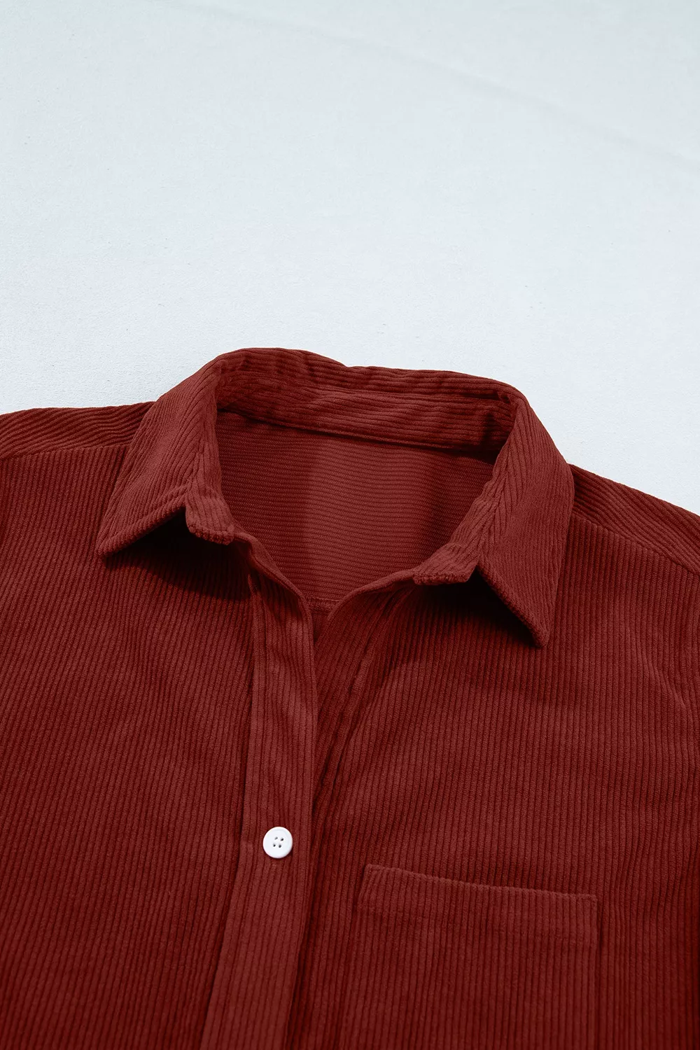 Adjustable Cuff Long Sleeve Corduroy Shirt, image 8