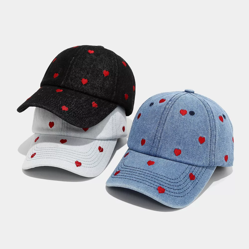 Embroidered Heart Denim Baseball Cap, image 4
