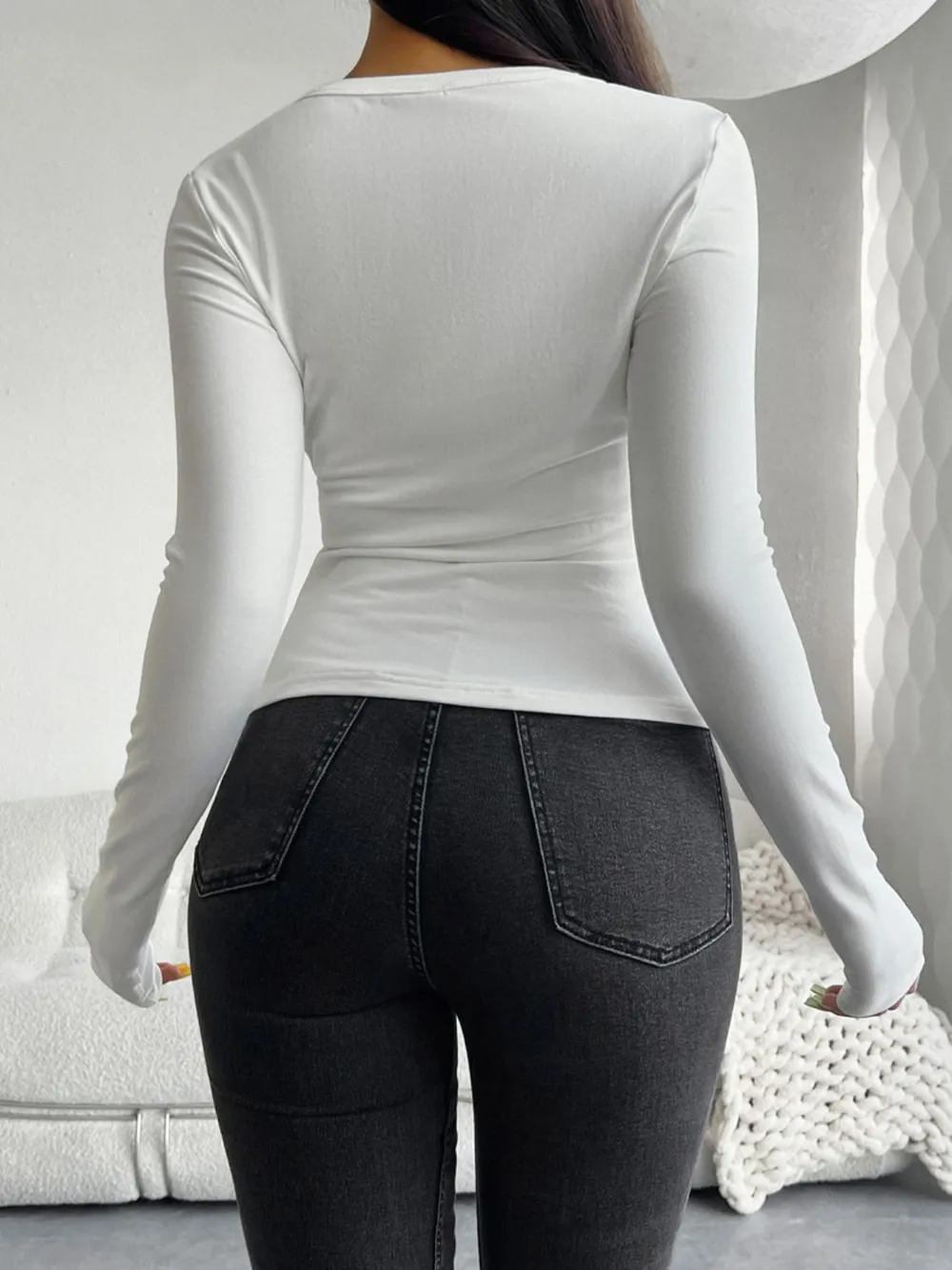Quarter Button Long Sleeve T-Shirt, image 8