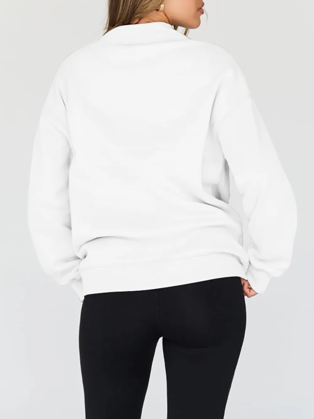 Mock Neck Drop Shoulder Long Sleeve Sweatshirt, image 8