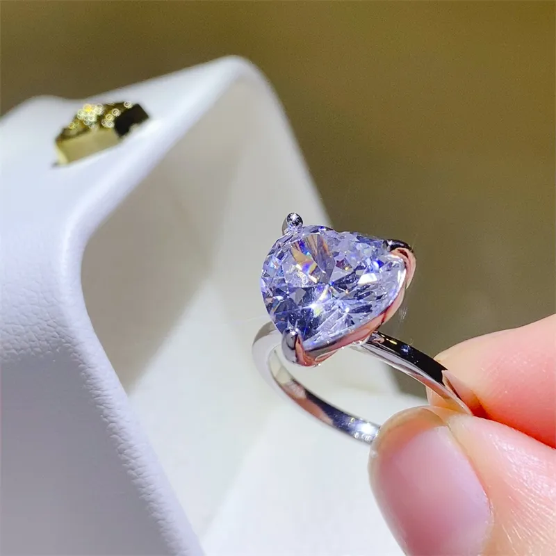 5 Carat 925 Sterling Silver Moissanite Heart Shape Ring, image 5