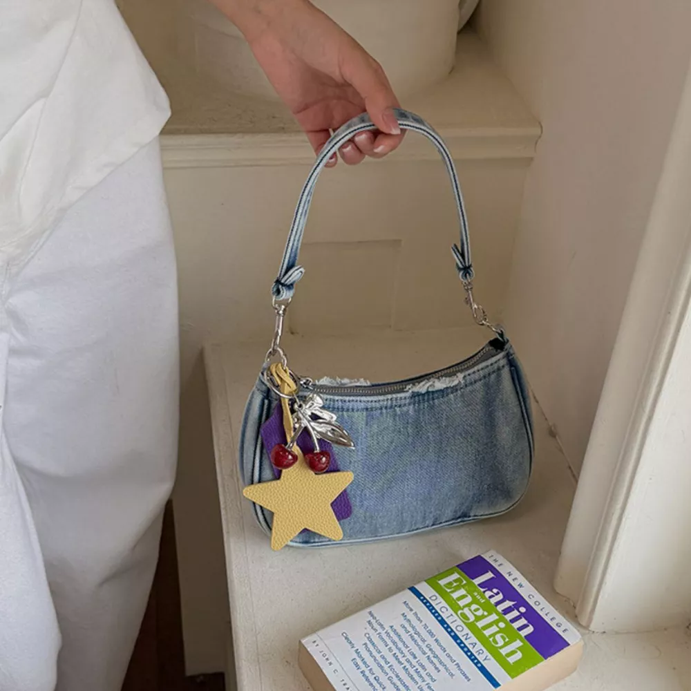 Star Charm Denim Shoulder Bag, image 9