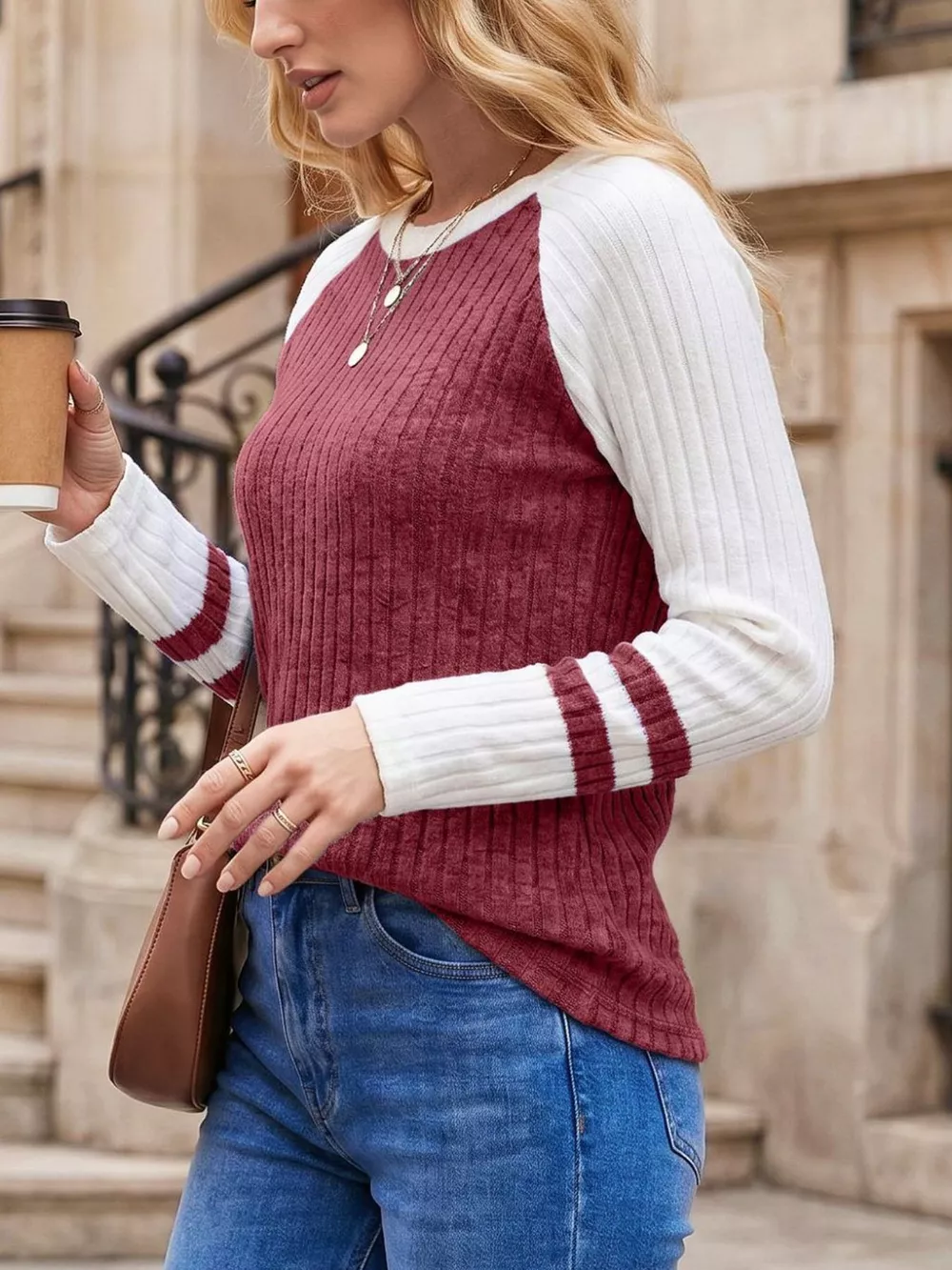 Ribbed Raglan Sleeve T-Shirt, image 25