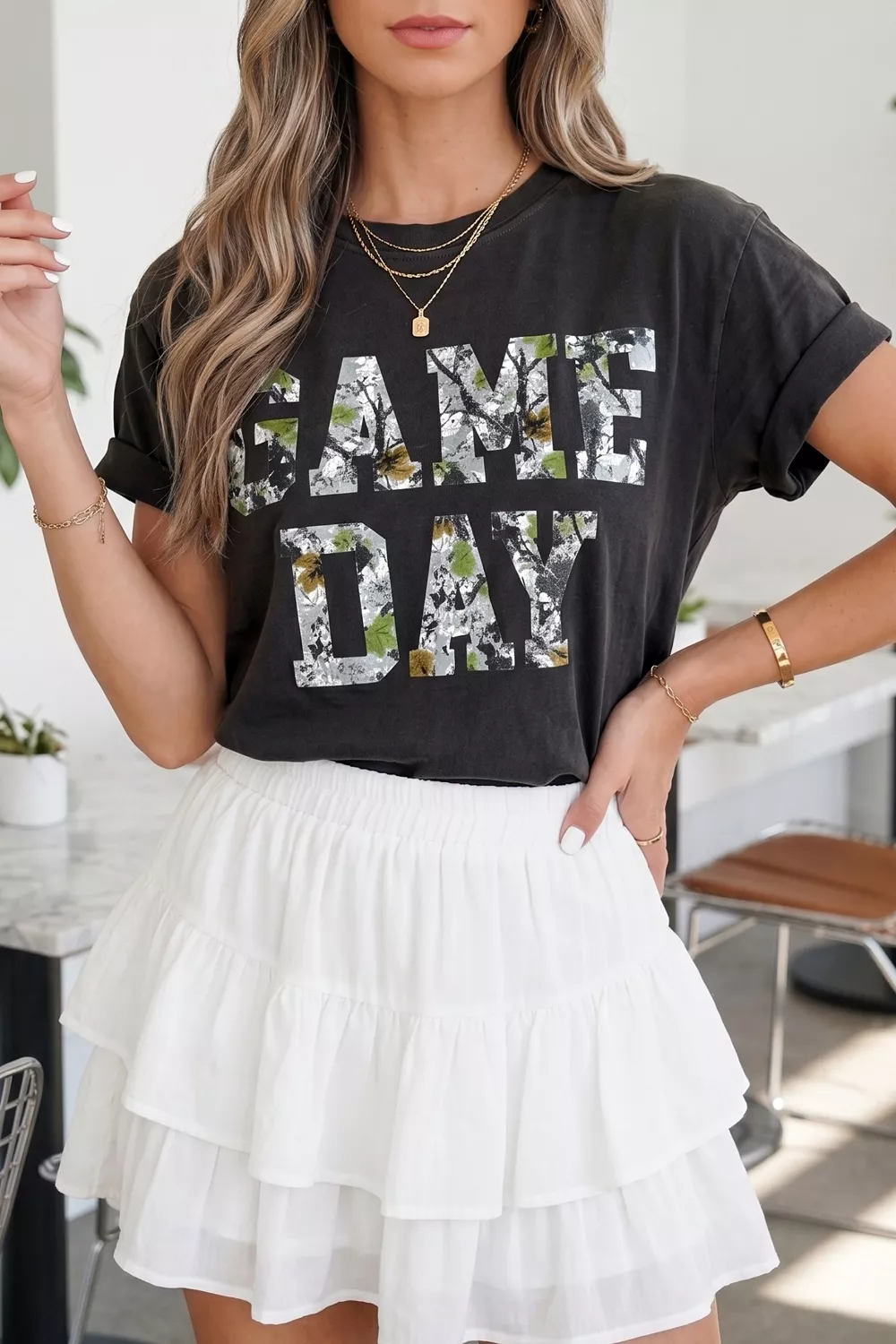 Game Day Camo Print Tee Short Sleeve Casual T-Shirt, image 3