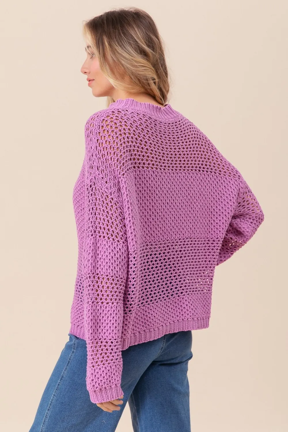 Openwork Long Sleeve Knit Top, image 6