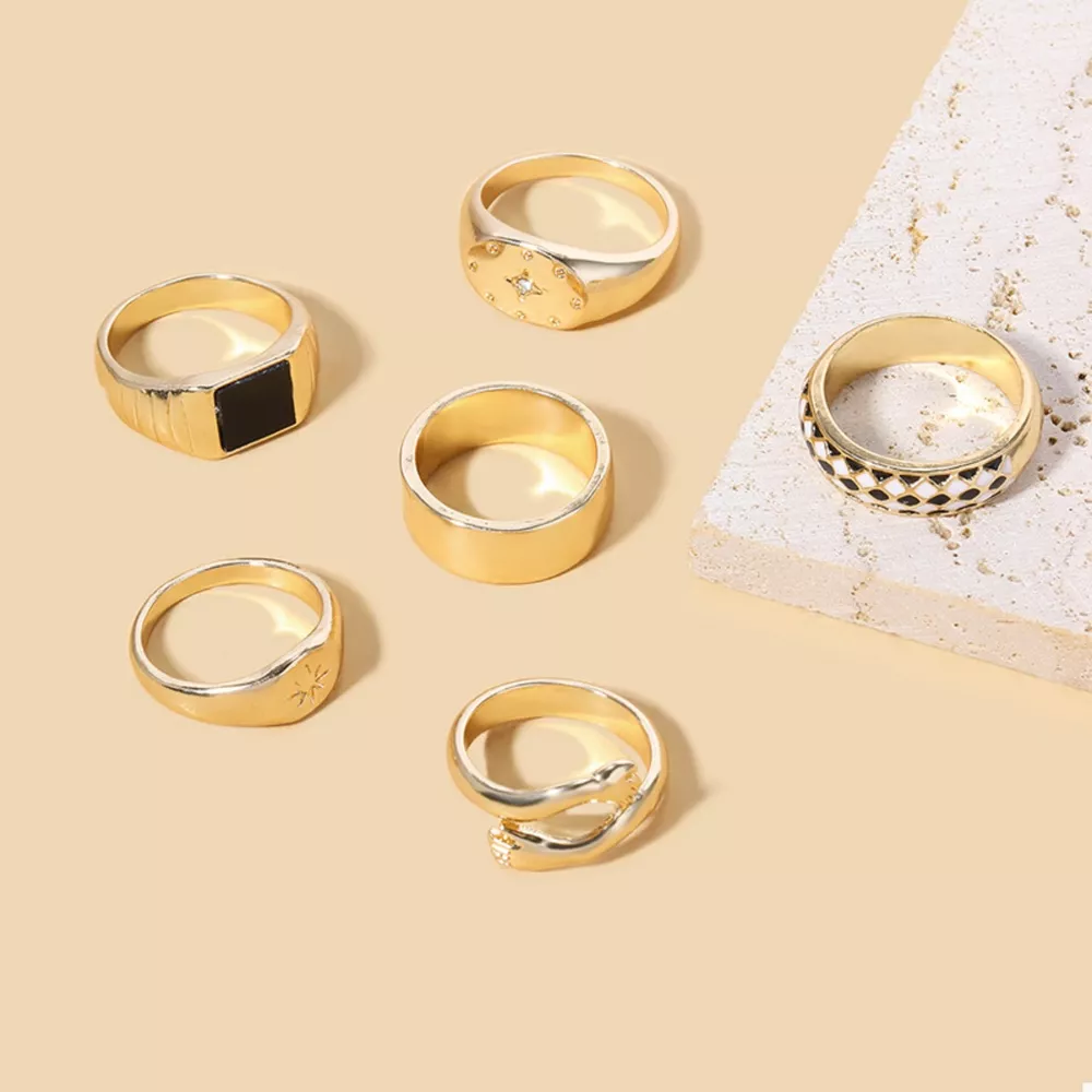 6 Piece 18K Gold-Plated Ring, image 2