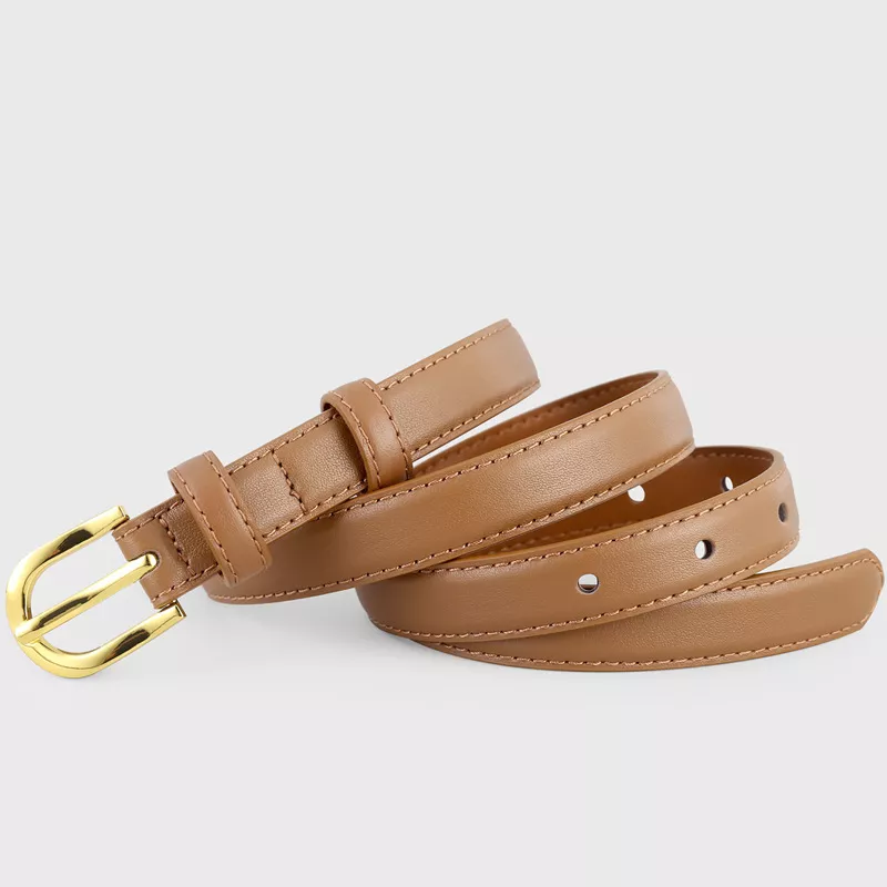 Leather Belt with Golden Buckle, image 6