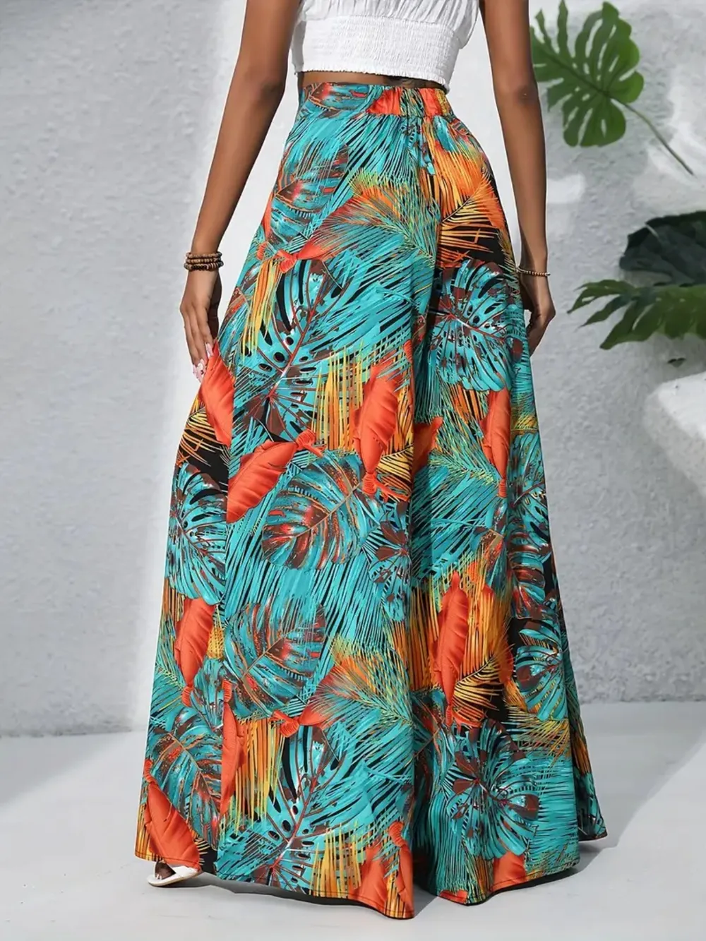 Printed High Waist Wide Leg Pants, image 21