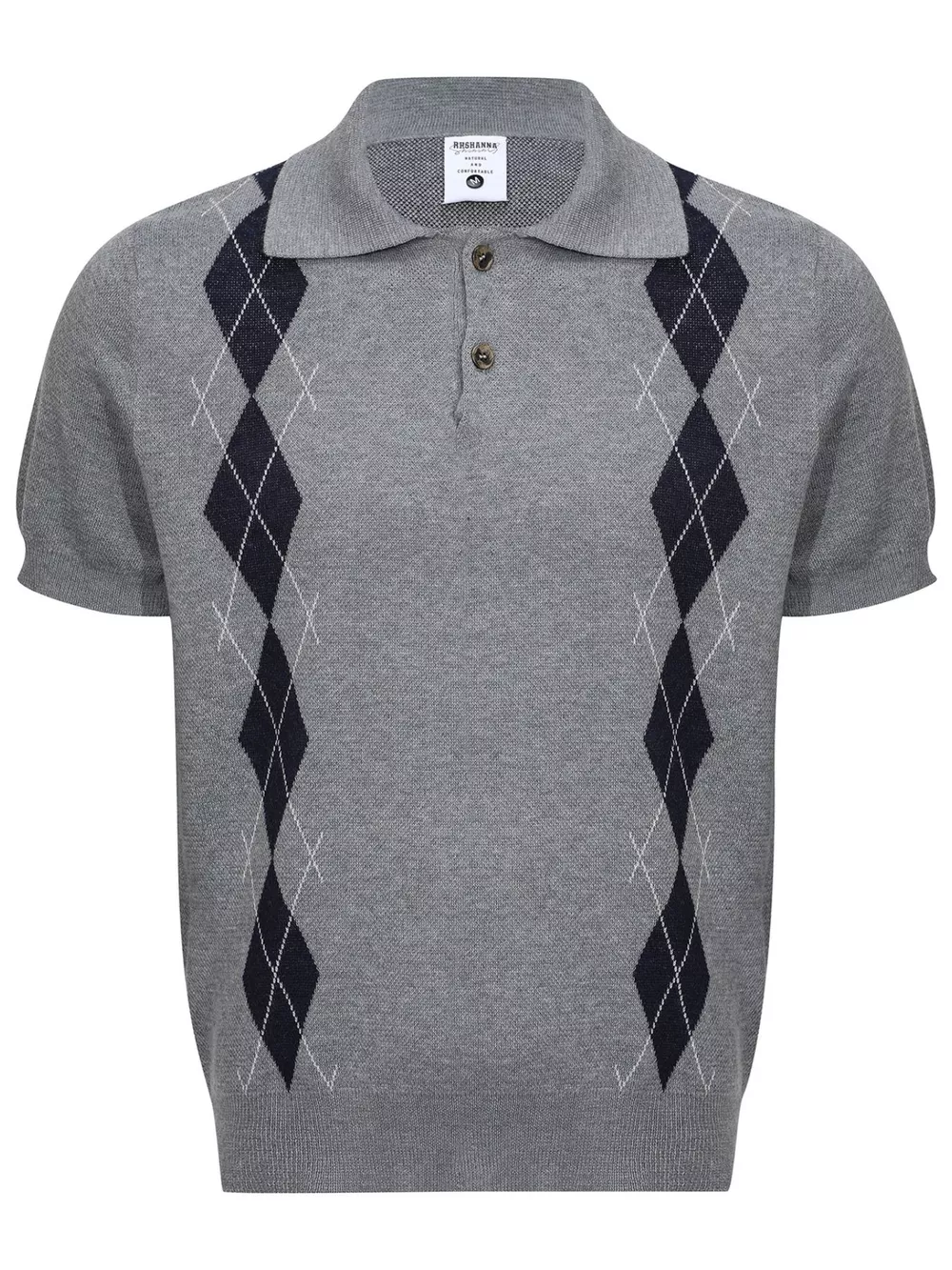 Men's Argyle Knit Short Sleeve Polo, image 3