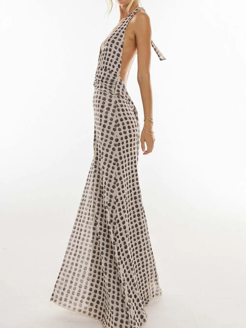 Floral Halter Neck Deep V Maxi Dress, image 18