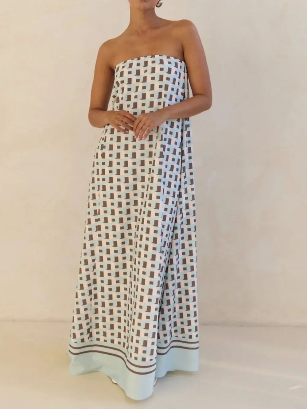Smocked Printed Tube Maxi Dress, image 28