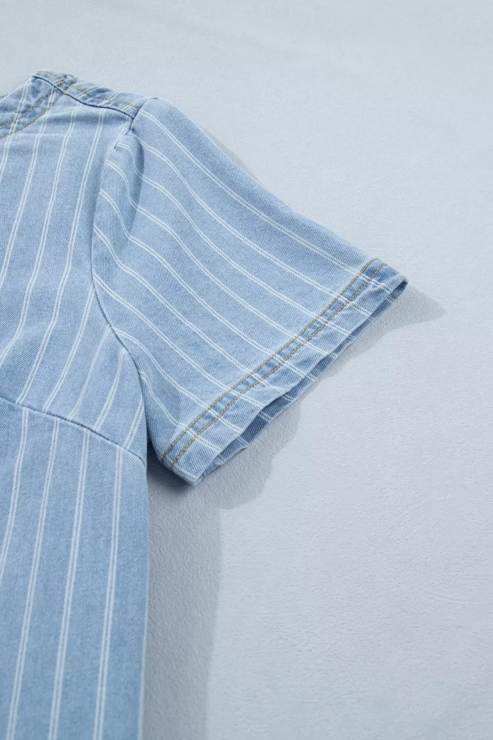 Stripe Buttoned Back T-Shirt Denim Mini Dress, image 10