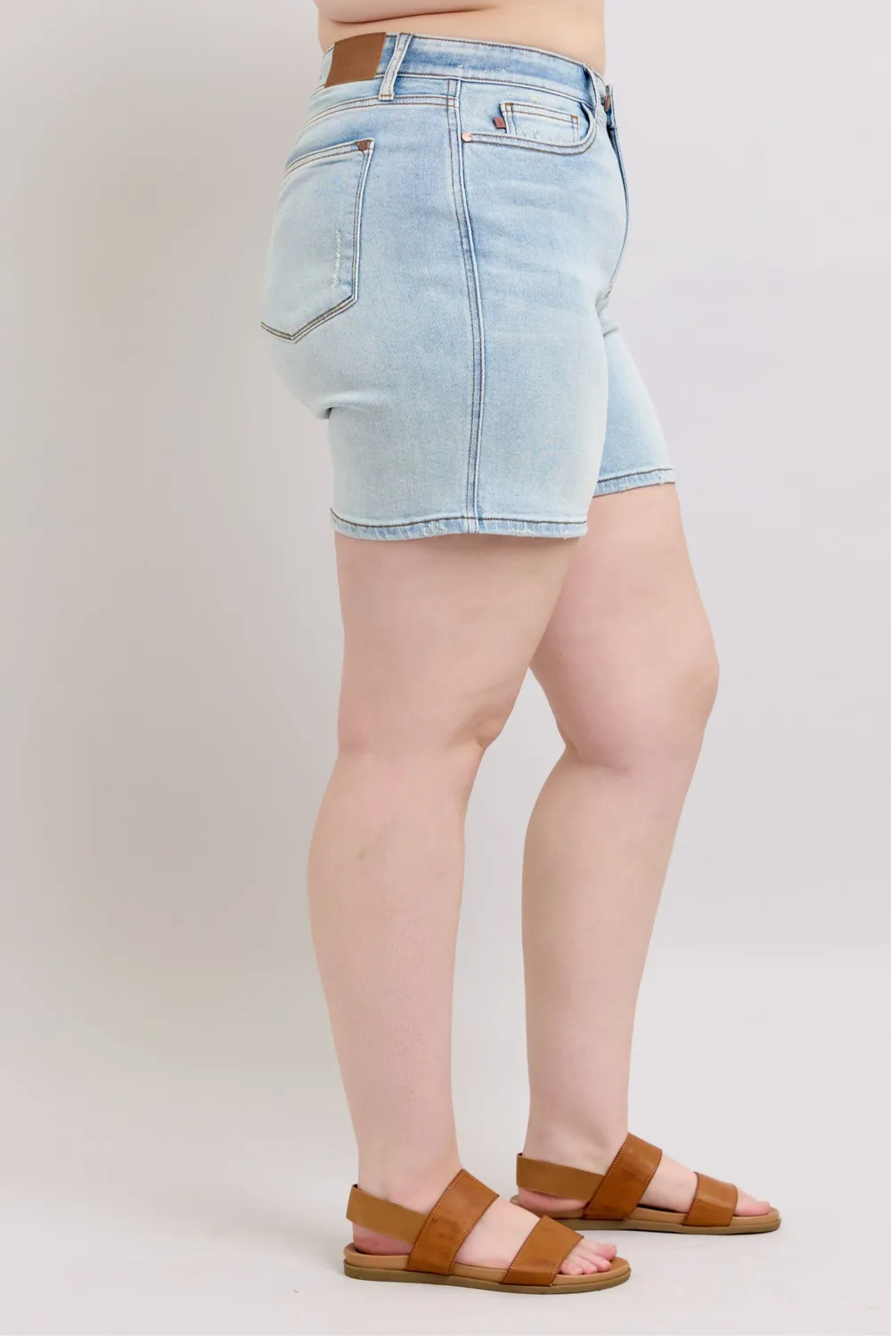 Full Size 2 Button Denim Shorts with Pockets Plus Size, image 15