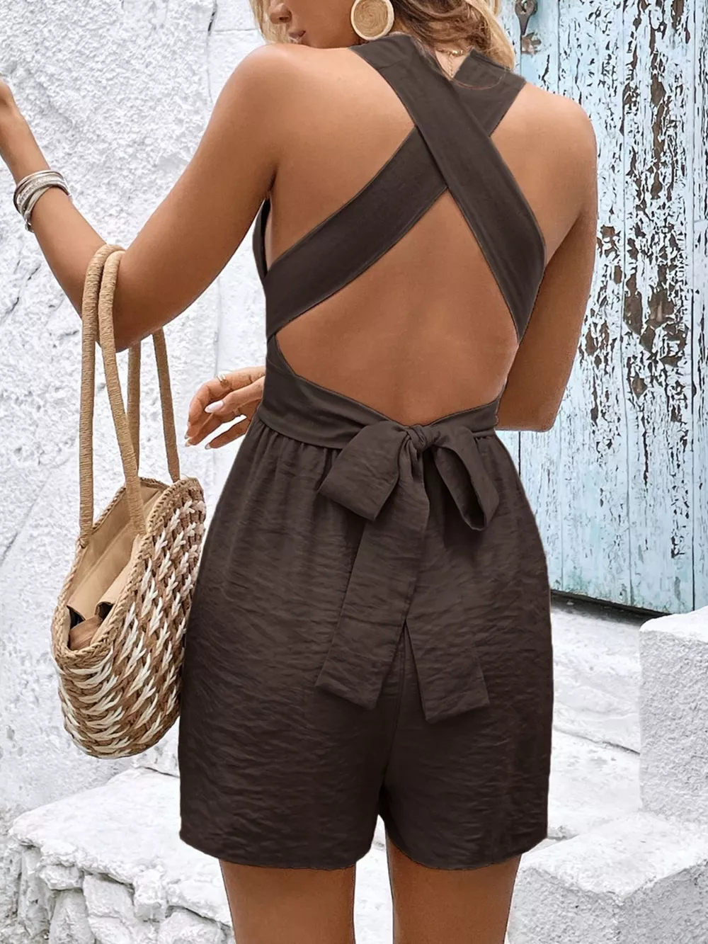 Crisscross Back Sleeveless Romper, image 10