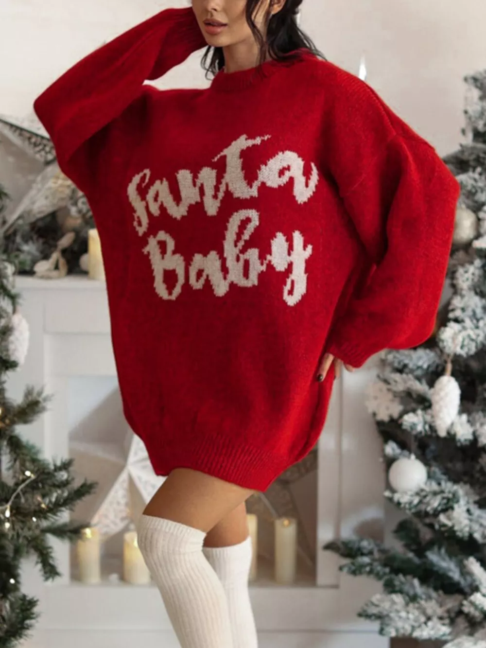Christmas Letter Oversized Sweater Dress, image 6