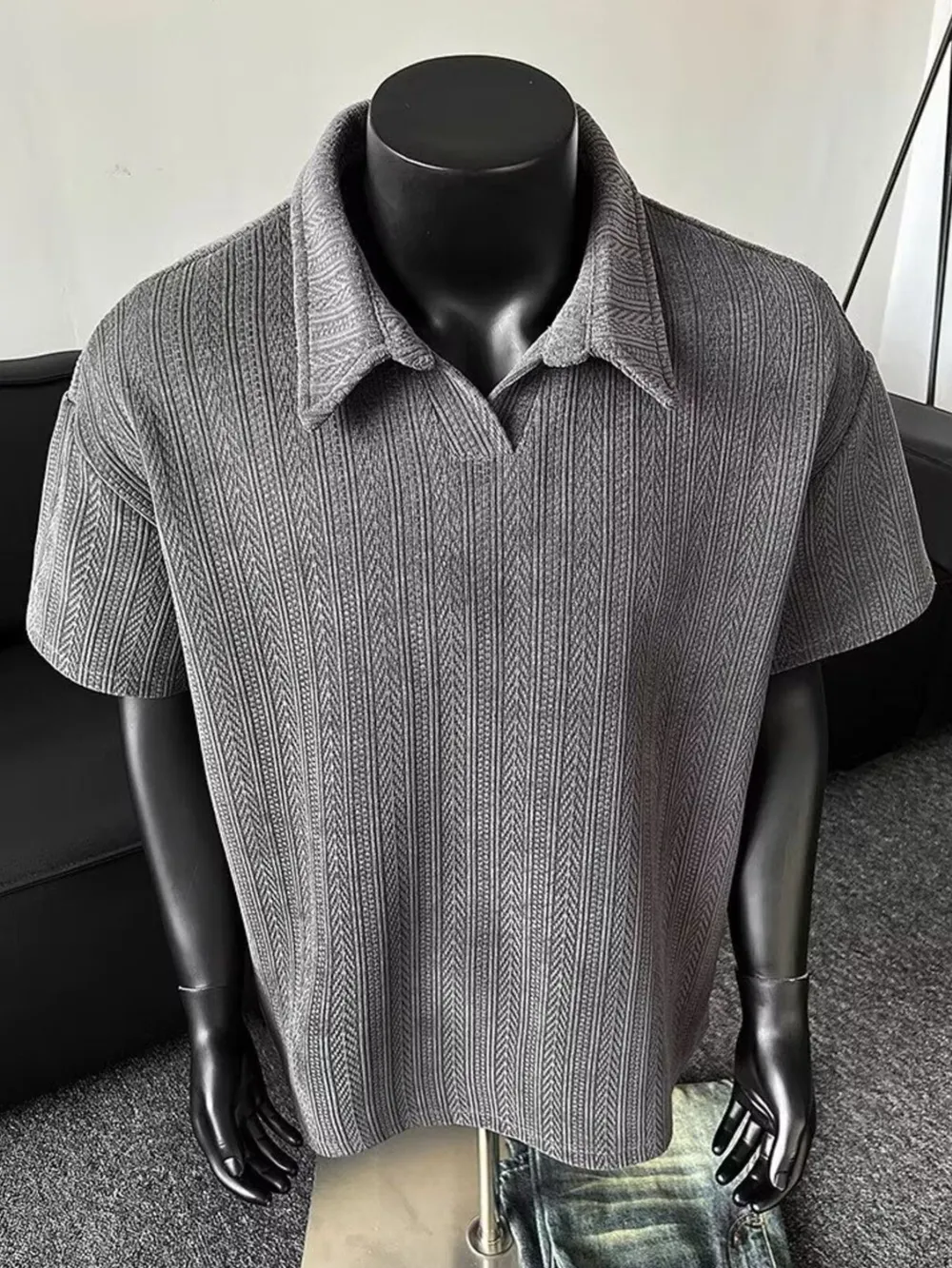 Men's Plus Size Collared Neck Short Sleeve Polo, image 5