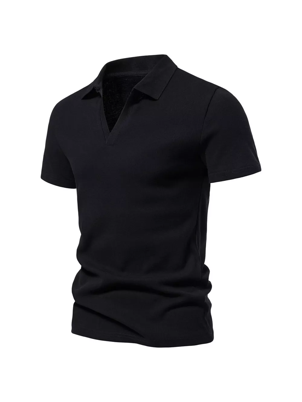 Men's Plus Size Casual Notched Short Sleeve Polo, image 5