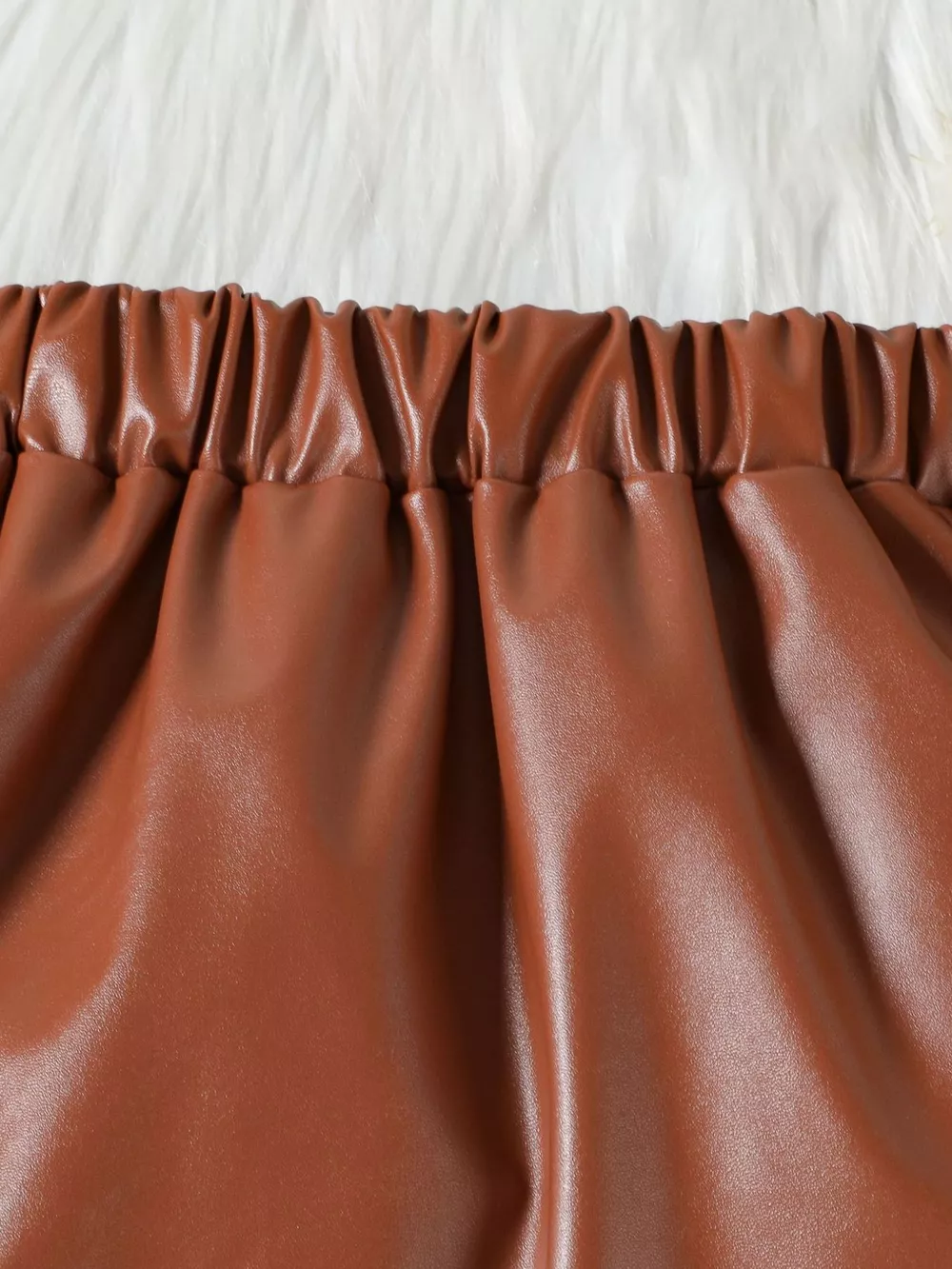 Children's Ruffled Faux Leather Top and Skirt Set, image 6