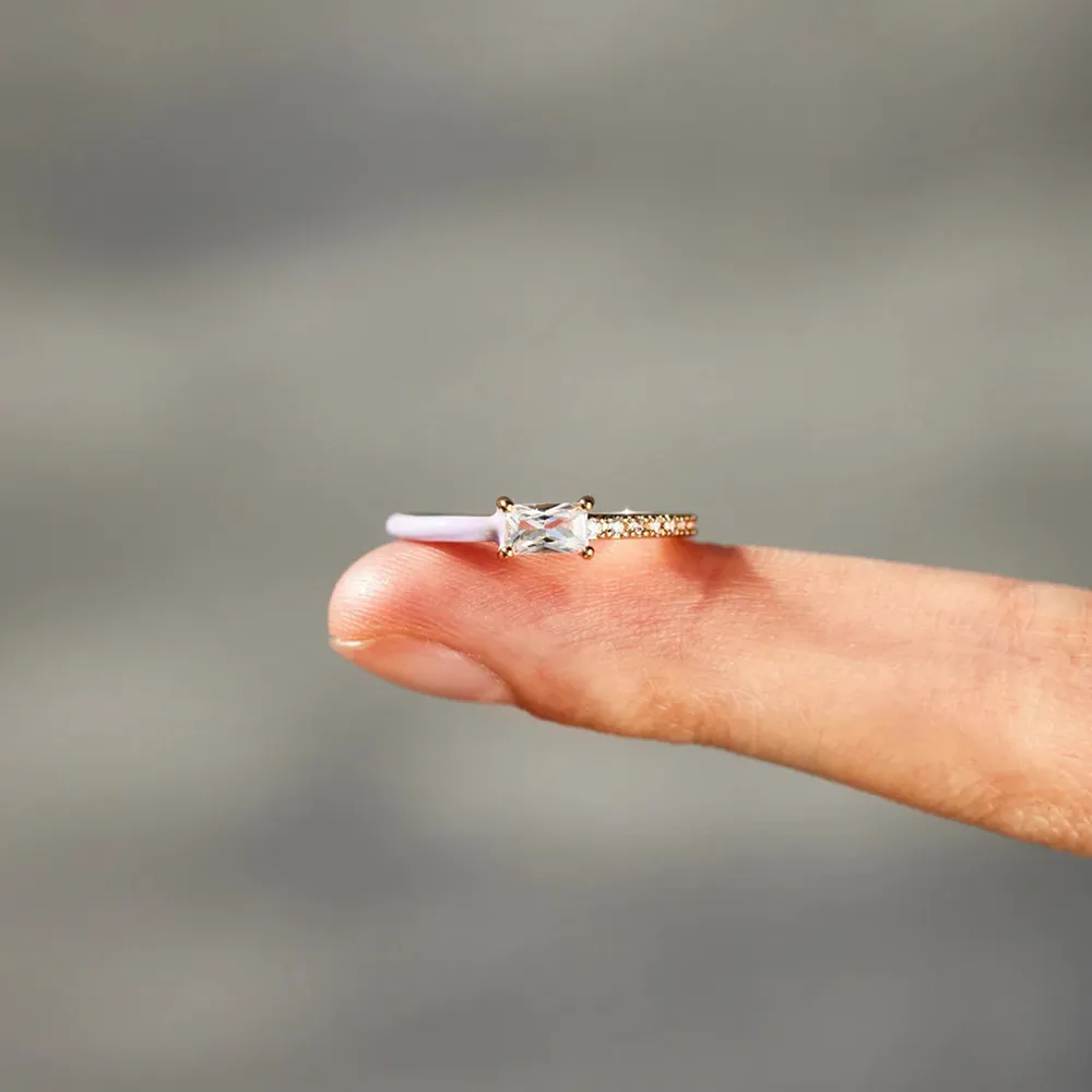 Heart Shape Inlaid Zircon Enamel Ring, image 16