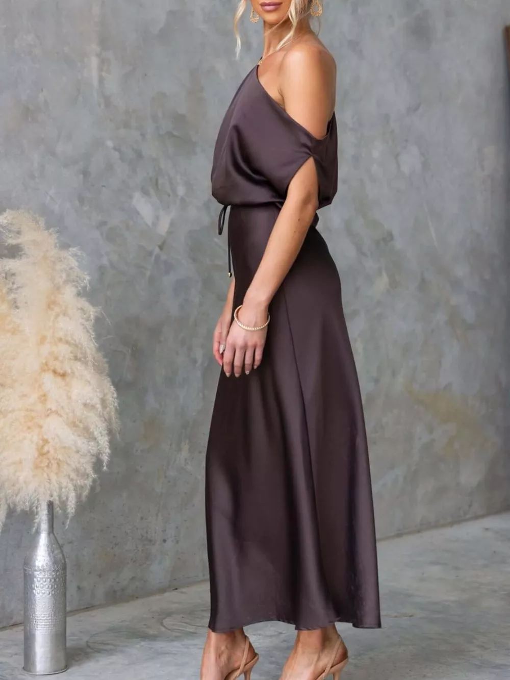 One-Shoulder Tied Midi Dress, image 14