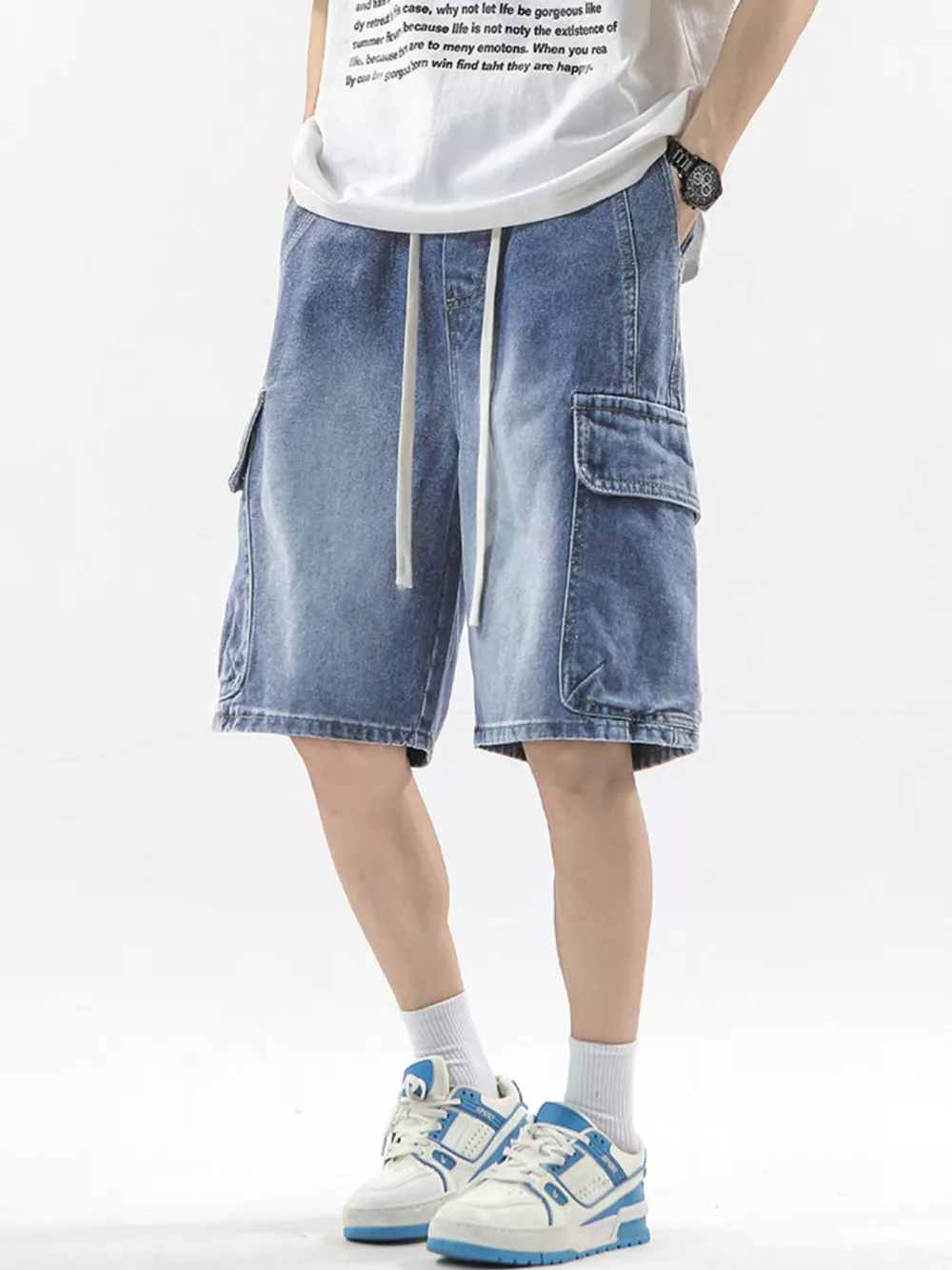 Men's Full Size Wash Drawstring Cargo Shorts Plus Size, image 11