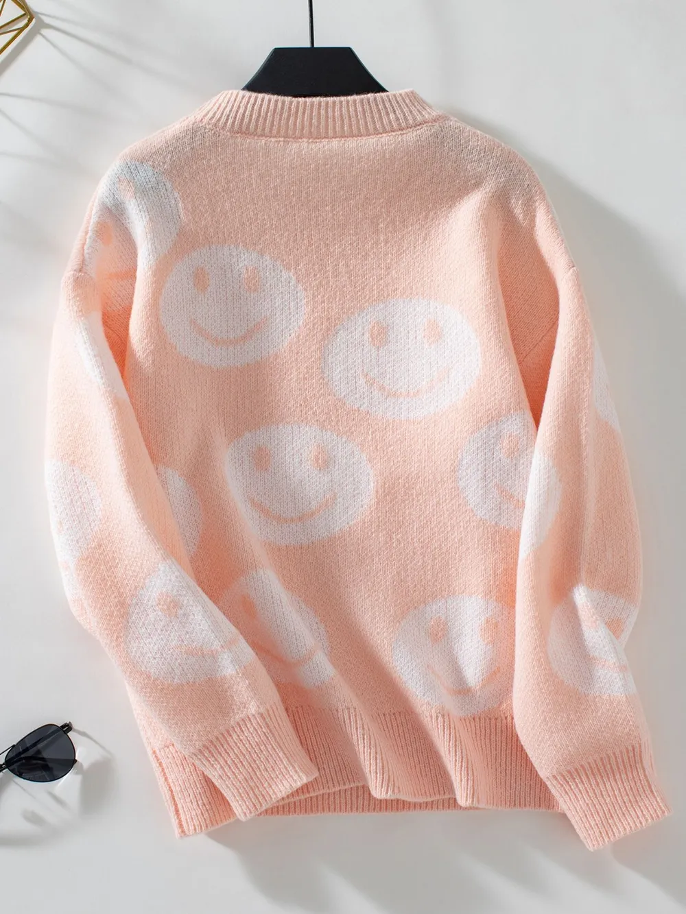 Smile Pattern Round Neck Long Sleeve Sweater, image 11