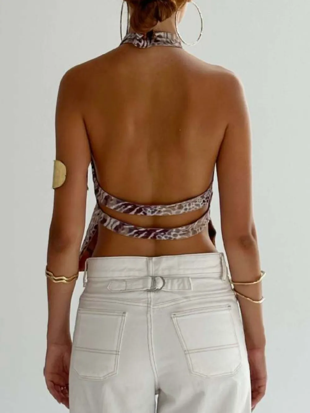 Backless Printed Halter Neck Tank, image 25