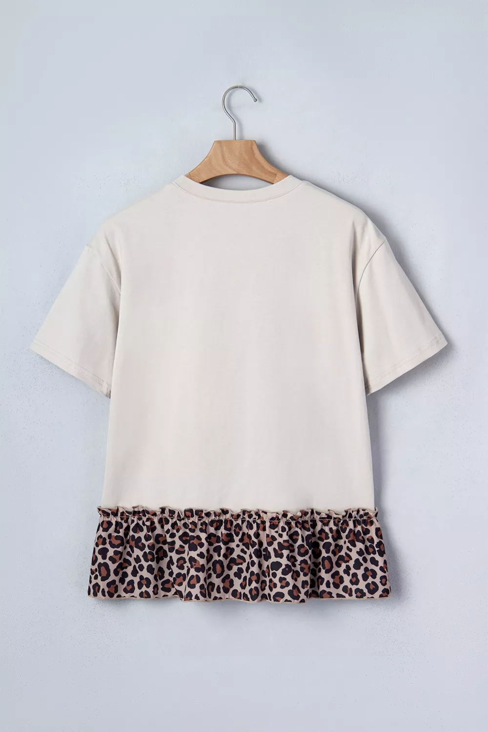 COWGIRL Print Leopard Ruffle Hem Patchwork T Shirt, image 5