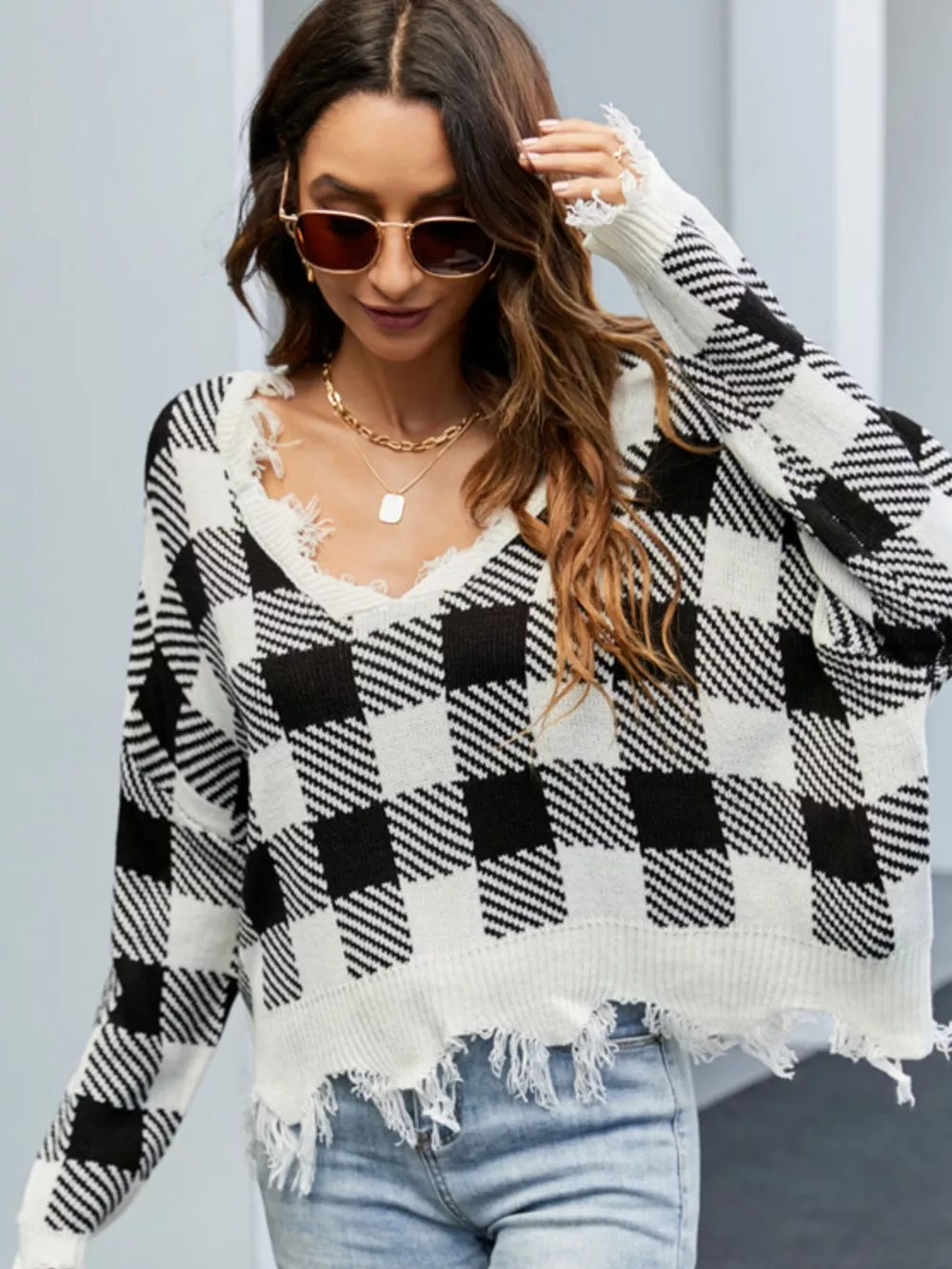 Frayed Hem Long Sleeve Sweater, image 23