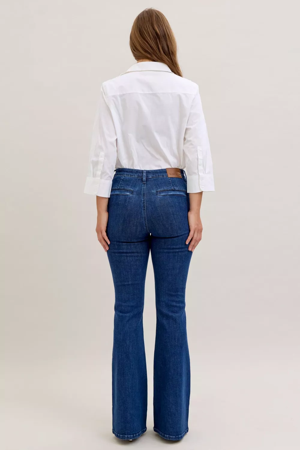 High Waist Flare Jeans with Front Patch Pockets, image 7
