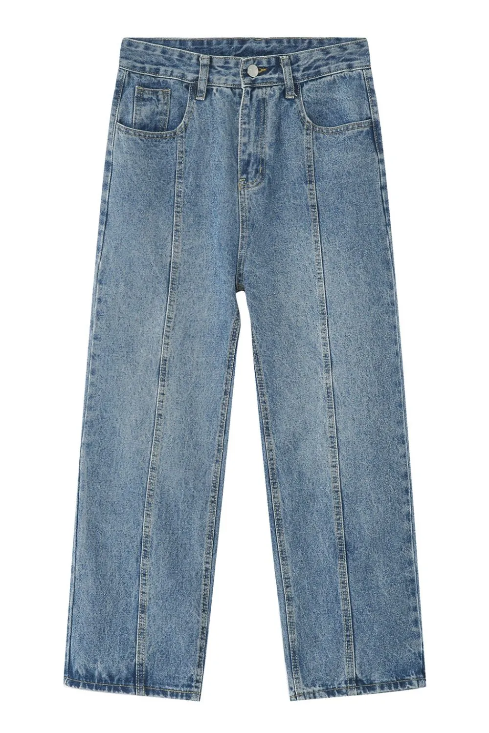 Men's Washed Splicing Straight Leg Jeans, image 4