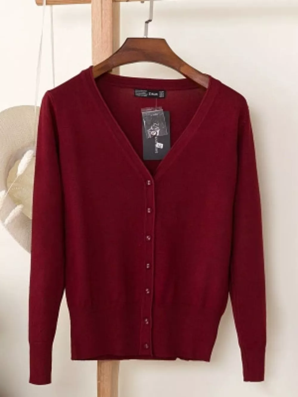 Classic V-Neck Button-Down Knit Cardigan, image 72