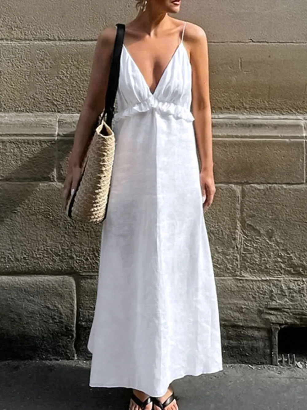 Ruffled V-Neck Maxi Dress, image 8