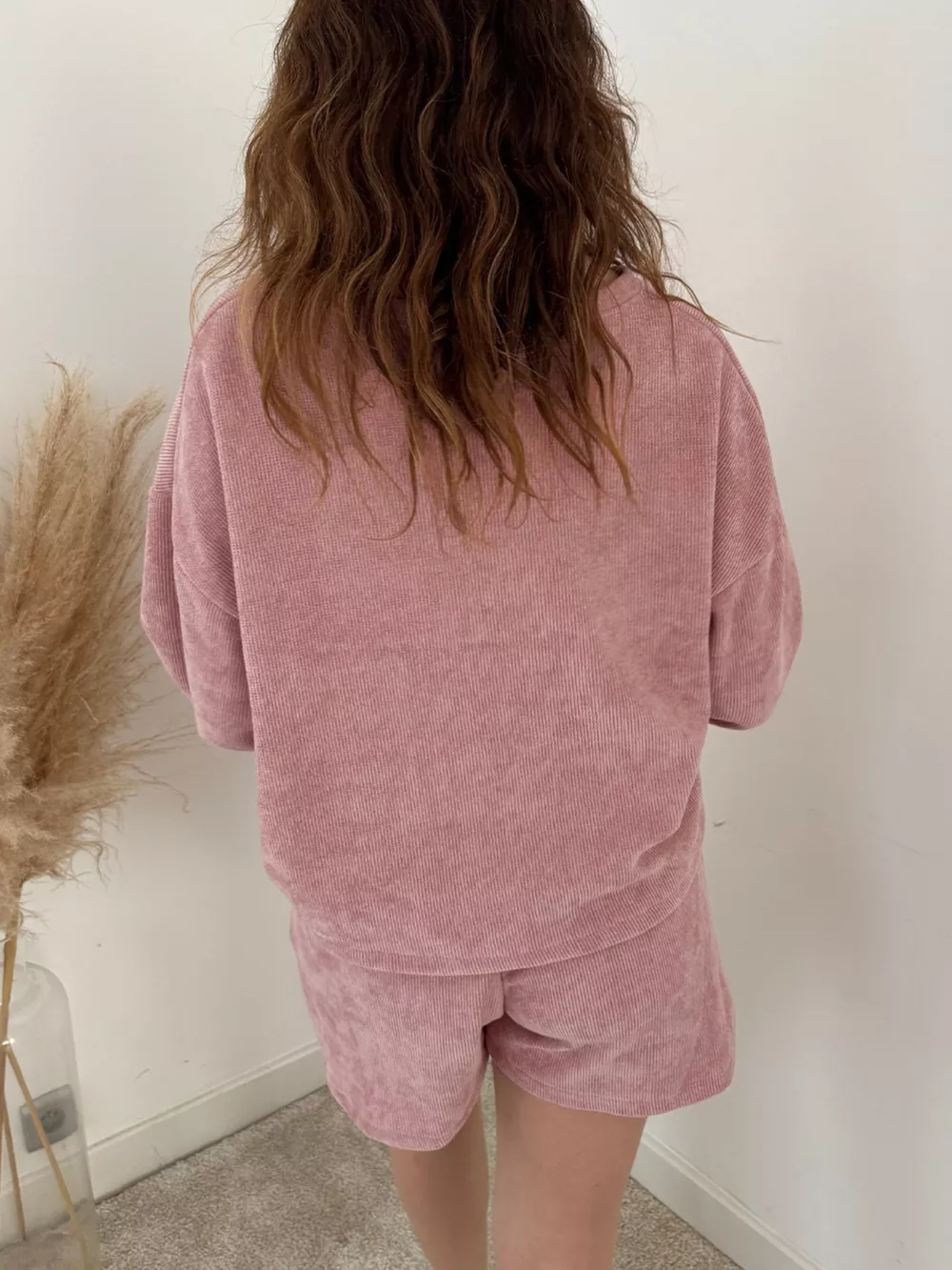 Round Neck Dropped Shoulder Top and Drawstring Shorts Set, image 5