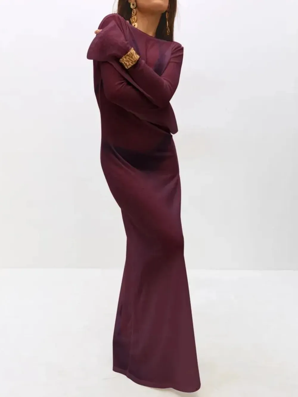 Backless Long Sleeve Maxi Cover-Up, image 13