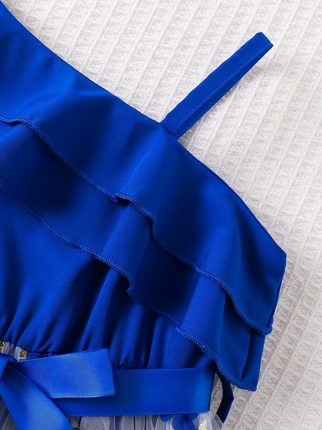 Children's Asymmetrical Neck Ruffled Dress, image 3