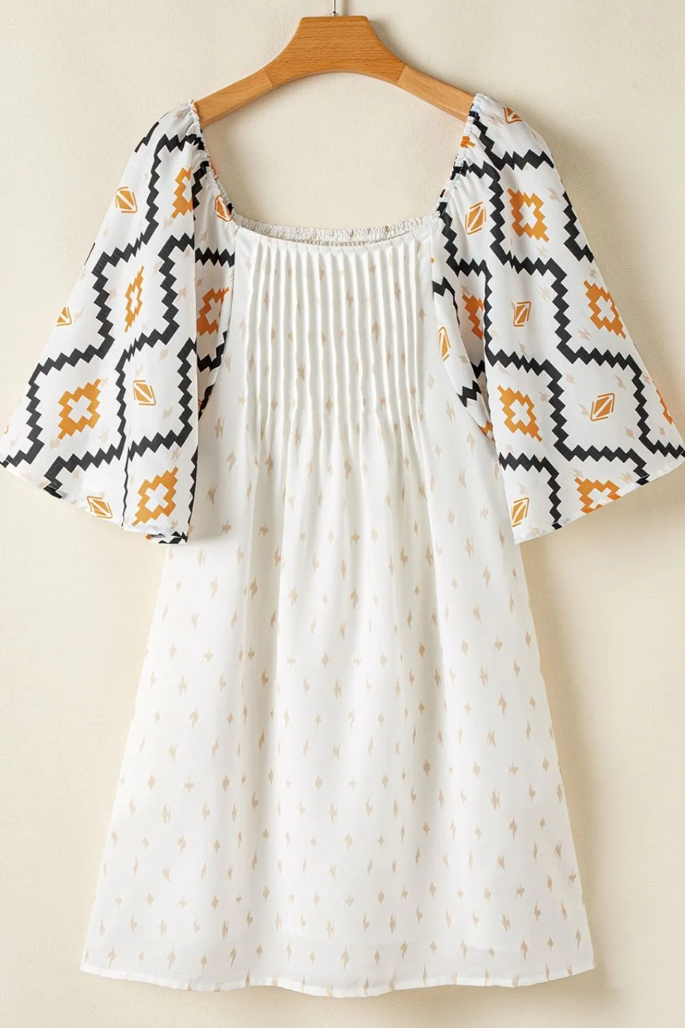 Geometric Square Neck Half Sleeve Mini Dress, image 6