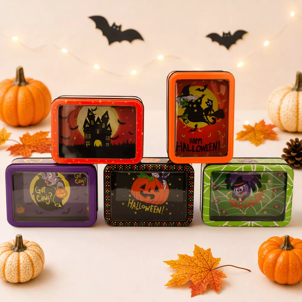 Halloween Decorative Metal Storage Box with Window Display, image 4
