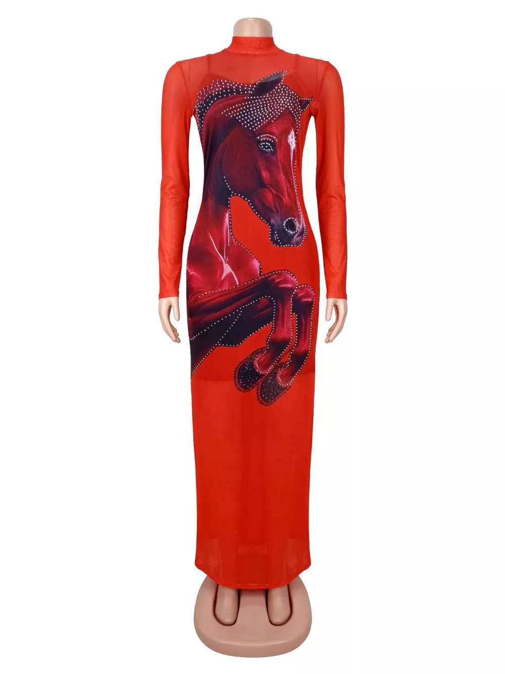 Cami Dress and Rhinestone Horse Mesh Maxi Dress Set, image 10