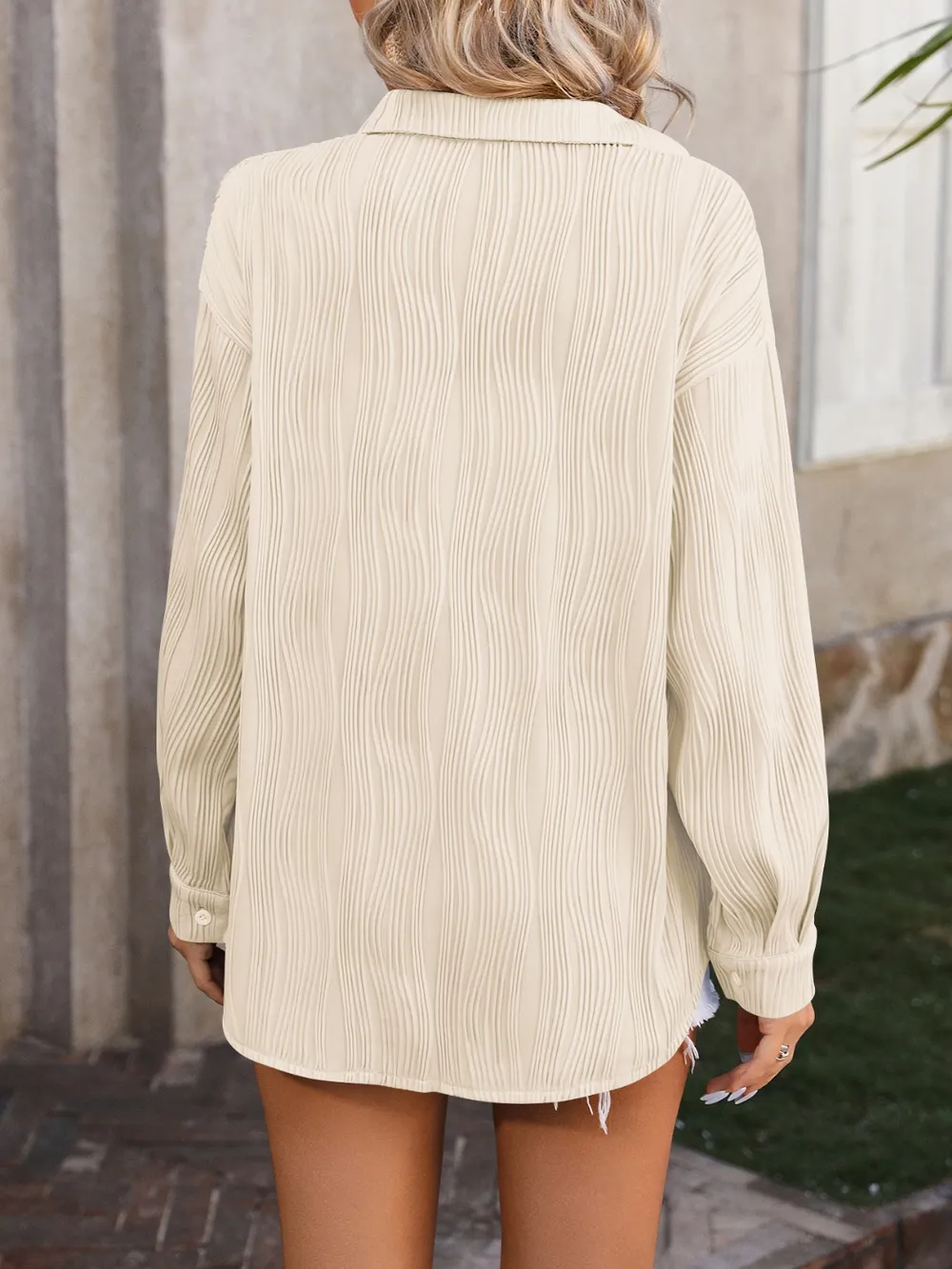 Button Up Dropped Shoulder Shirt, image 4