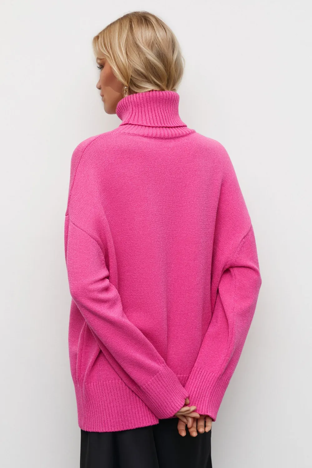 Turtleneck Dropped Shoulder Long Sleeve Sweater, image 4