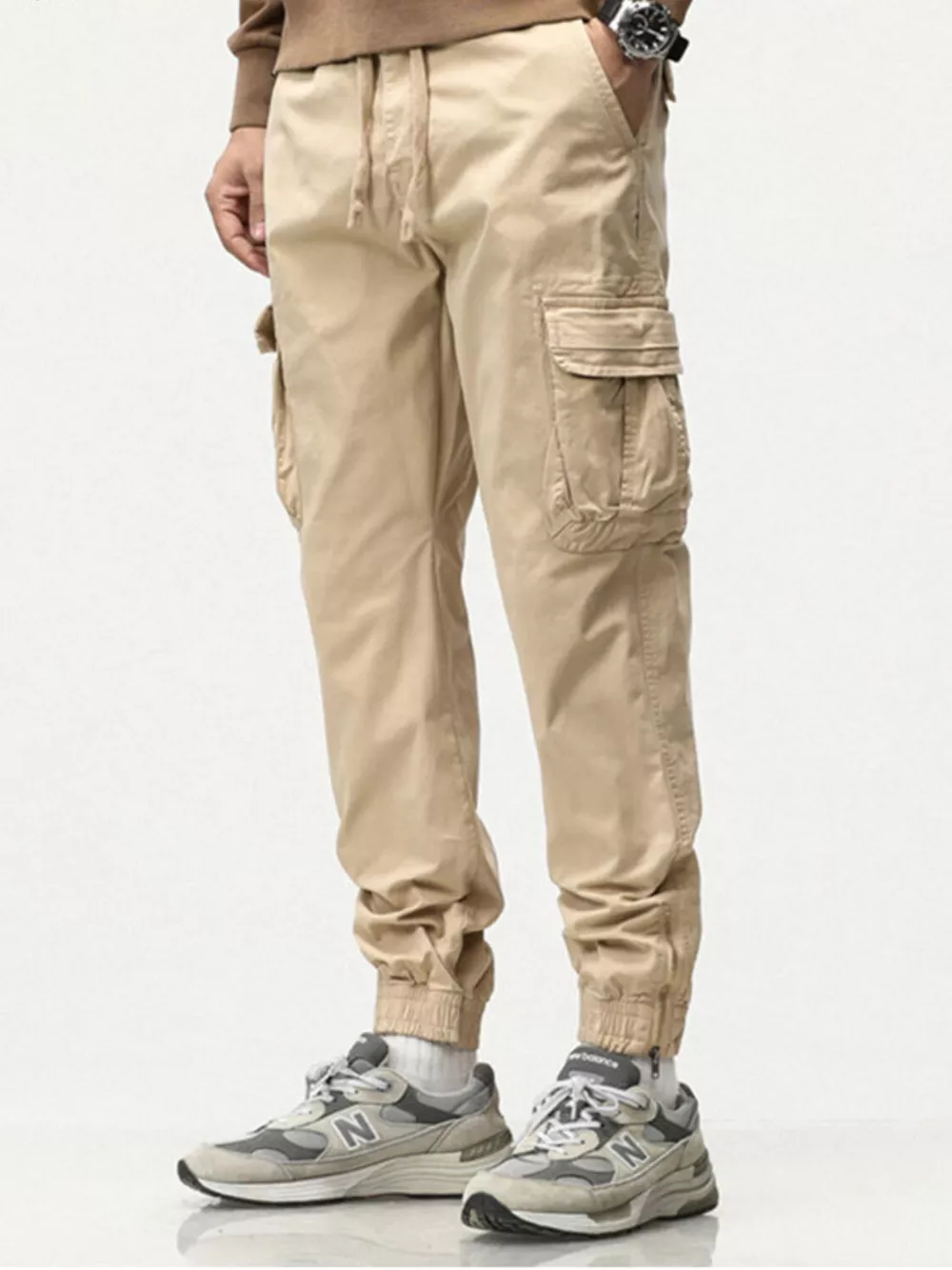 Men's Full Size Casual Cargo Pants with Drawstring Waist Plus Size, image 3