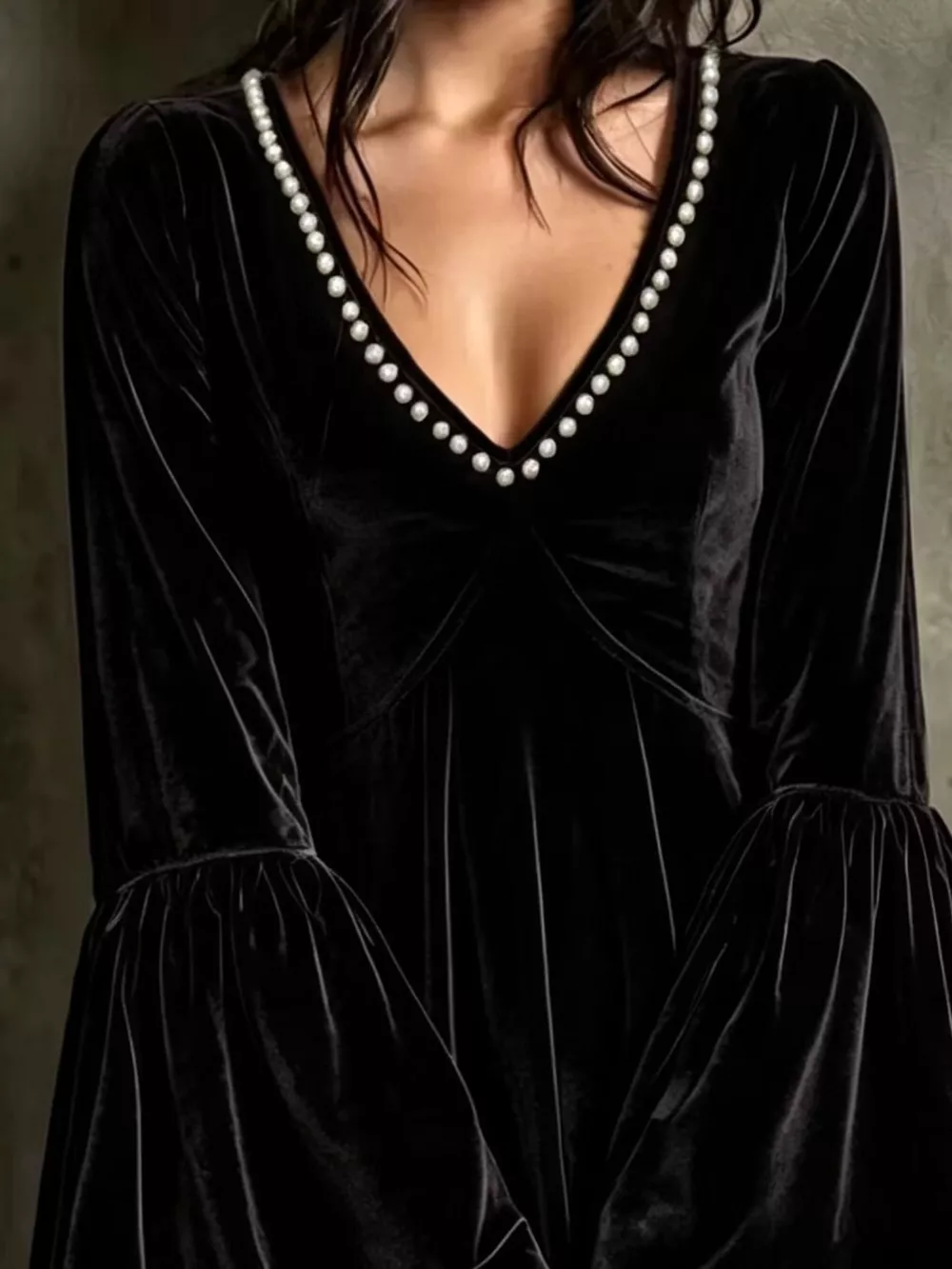 Velvet Flare Sleeve Mini Dress, image 8