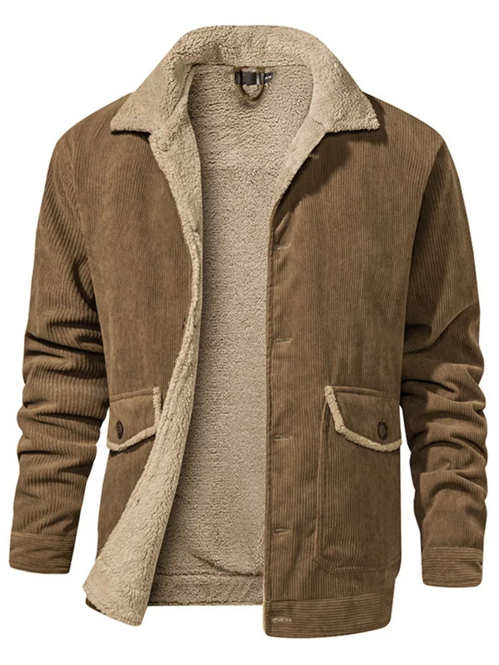Men's Corduroy Sherpa Lined Button-Up Jacket, image 7
