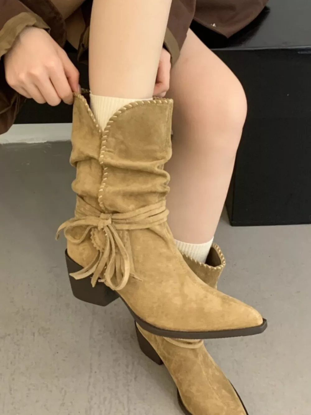Point Toe Block Heels Boots, image 3